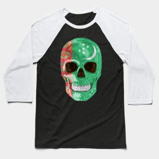 Turkmenistan Flag Skull - Gift for Turkmenistani With Roots From Turkmenistan Baseball T-Shirt